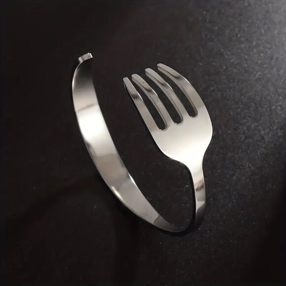 Little Mermaid Ariel Dinglehopper Foodie Stainless Steel Fork Cuff Bracelet - Picture 1 of 3